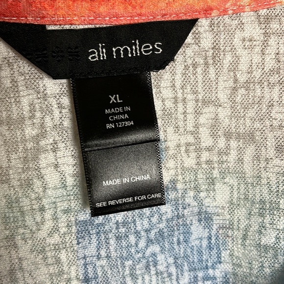 Ali Miles Lagenlook Multicolor Patterned Collared Button Front Blouse Sz XL - Picture 7 of 8